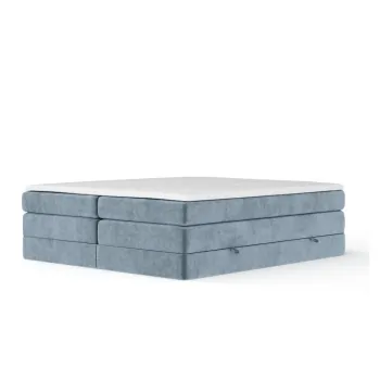 Pat boxspring albastru cu spatiu de depozitare/fara tablie 180x200 cm Juniper - Maison de Reve imagine