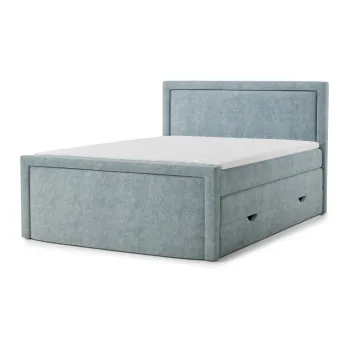 Pat boxspring albastru deschis cu spaE>iu de depozitare 160x200 cm Fresco aEURMaison de RAave imagine
