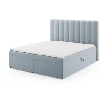 Pat boxspring albastru deschis cu spatiu de depozitare 180x200 cm Gina - Milo Casa imagine