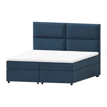 Pat boxspring albastru inchis cu spatiu de depozitare 140x200 cm Rico - Ropez imagine