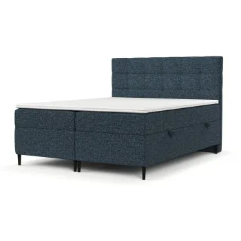 Pat boxspring albastru inchis cu spatiu de depozitare 140x200 cm Urbaneo - Maison de Reve imagine