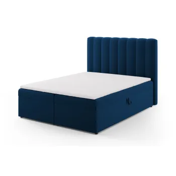 Pat boxspring albastru inchis cu spatiu de depozitare 160x200 cm Gina - Milo Casa imagine
