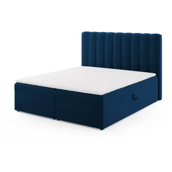 Pat boxspring albastru inchis cu spatiu de depozitare 180x200 cm Gina - Milo Casa imagine
