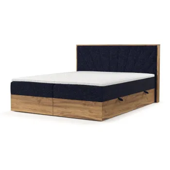 Pat boxspring albastru inchis/in culoare naturala cu spatiu de depozitare 160x200 cm Asahi - Maison de Reve imagine