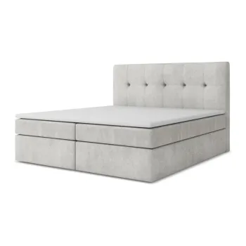 Pat boxspring argintiu cu spatiu de depozitare 140x200 cm Palta - Makamii imagine