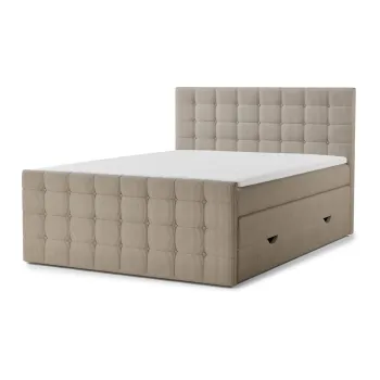 Pat boxspring bej cu spaE>iu de depozitare 160x200 cm Tasca aEURMaison de RAave imagine