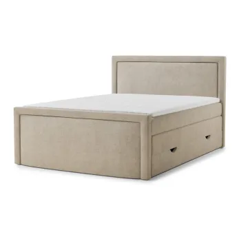 Pat boxspring bej cu spaE>iu de depozitare 180x200 cm Fresco aEURMaison de RAave imagine
