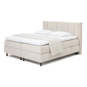 Pat boxspring bej cu spatiu de depozitare 160x200 cm Elva Bold Line - Bonami Selection imagine