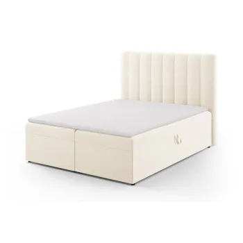 Pat boxspring bej cu spatiu de depozitare 160x200 cm Gina - Milo Casa imagine