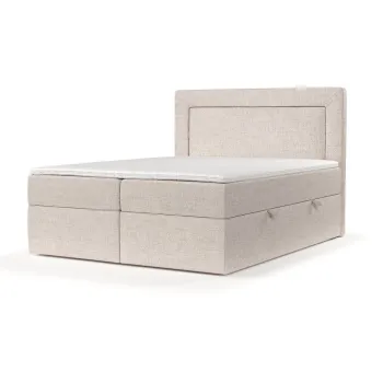 Pat boxspring bej cu spatiu de depozitare 160x200 cm Imagine - Maison de Reve imagine