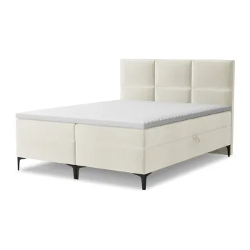 Pat boxspring bej cu spatiu de depozitare 160x200 cm Pakalana - Makamii imagine
