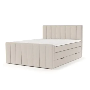 Pat boxspring bej cu spatiu de depozitare 160x200 cm Ruby - Maison de Reve imagine