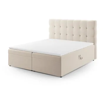 Pat boxspring bej cu spatiu de depozitare 180x200 cm Bali - Cosmopolitan Design imagine