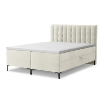 Pat boxspring bej cu spatiu de depozitare 180x200 cm Puhala - Makamii imagine