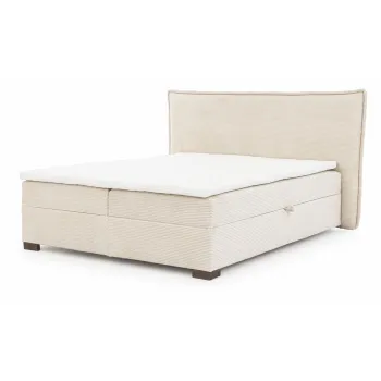 Pat boxspring bej cu spatiu de depozitare 200x200 cm Lysa - Ropez imagine