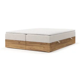 Pat boxspring bej/in culoare naturala cu spatiu de depozitare 180x200 cm Faro - Maison de Reve imagine
