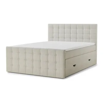 Pat boxspring crem cu spaE>iu de depozitare 180x200 cm Tasca aEURMaison de RAave imagine