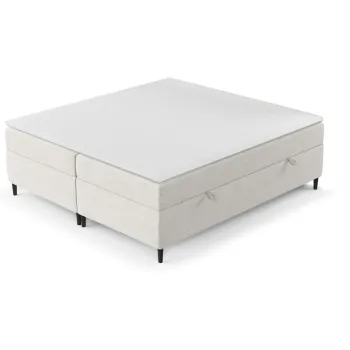 Pat boxspring crem cu spatiu de depozitare 200x200 cm Araya - Maison de Reve imagine