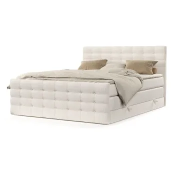Pat boxspring crem cu spatiu de depozitare 200x200 cm Blend - Maison de Reve imagine