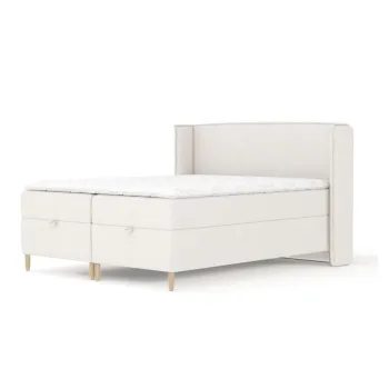 Pat boxspring crem cu spatiu de depozitare 200x200 cm Monpelli - Maison de Reve imagine
