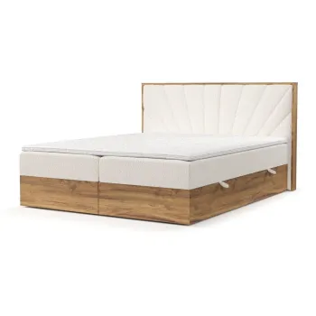 Pat boxspring crem/in culoare naturala cu spatiu de depozitare 180x200 cm Asahi - Maison de Reve imagine