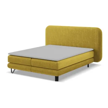 Pat boxspring galben mustar 140x200 cm Ilima - Makamii imagine