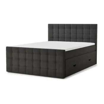 Pat boxspring gri antracit cu spaE>iu de depozitare 160x200 cm Tasca aEURMaison de RAave imagine