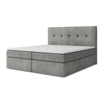 Pat boxspring gri cu spatiu de depozitare 140x200 cm Palta - Makamii imagine