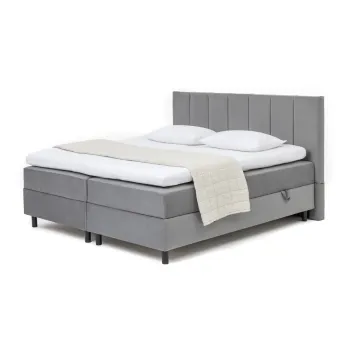 Pat boxspring gri cu spatiu de depozitare 160x200 cm Elva Bold Line - Bonami Selection imagine