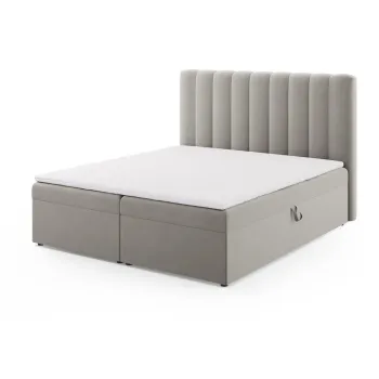 Pat boxspring gri cu spatiu de depozitare 180x200 cm Gina - Milo Casa imagine