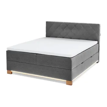 Pat boxspring gri cu spatiu de depozitare 180x200 cm Messina - Meise Mobel imagine