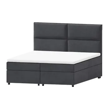 Pat boxspring gri cu spatiu de depozitare 200x200 cm Rico - Ropez imagine