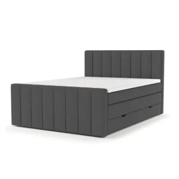 Pat boxspring gri cu spatiu de depozitare 200x200 cm Ruby - Maison de Reve imagine