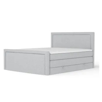 Pat boxspring gri deschis cu spatiu de depozitare 140x200 cm Lavenda - Maison de Reve imagine