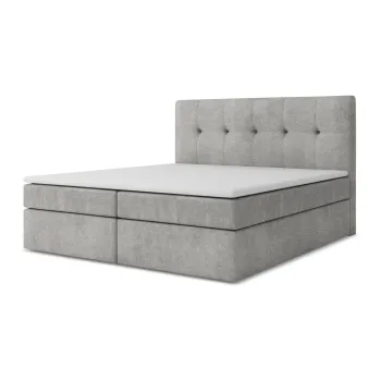 Pat boxspring gri deschis cu spatiu de depozitare 140x200 cm Palta - Makamii imagine