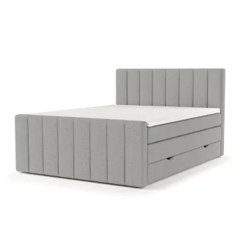 Pat boxspring gri deschis cu spatiu de depozitare 140x200 cm Ruby - Maison de Reve imagine