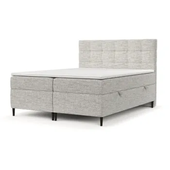 Pat boxspring gri deschis cu spatiu de depozitare 140x200 cm Urbaneo - Maison de Reve imagine