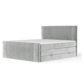 Pat boxspring gri deschis cu spatiu de depozitare 160x200 cm Bergamo - Maison de Reve imagine
