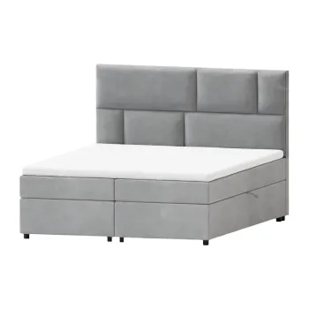 Pat boxspring gri deschis cu spatiu de depozitare 160x200 cm Lola - Ropez imagine