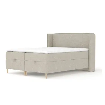 Pat boxspring gri deschis cu spatiu de depozitare 160x200 cm Monpelli - Maison de Reve imagine