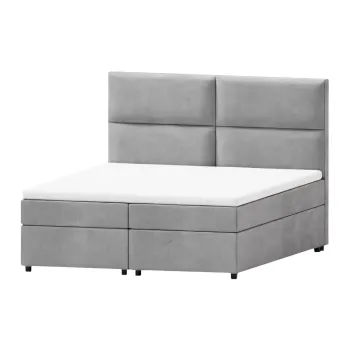 Pat boxspring gri deschis cu spatiu de depozitare 160x200 cm Rico - Ropez imagine