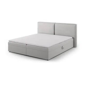 Pat boxspring gri deschis cu spatiu de depozitare 180x200 cm Arendal - Cosmopolitan Design imagine