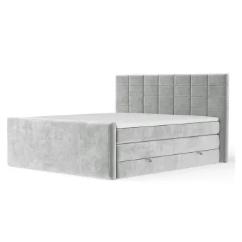 Pat boxspring gri deschis cu spatiu de depozitare 180x200 cm Ava - Maison de Reve imagine
