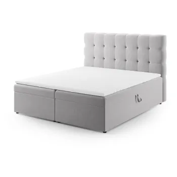Pat boxspring gri deschis cu spatiu de depozitare 180x200 cm Bali - Cosmopolitan Design imagine