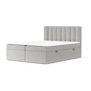 Pat boxspring gri deschis cu spatiu de depozitare 180x200 cm Novento - Maison de Reve imagine
