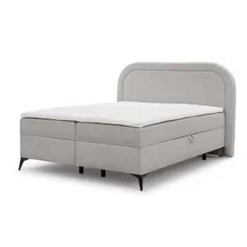 Pat boxspring gri deschis cu spatiu de depozitare 180x200 cm Ornes - Ropez imagine