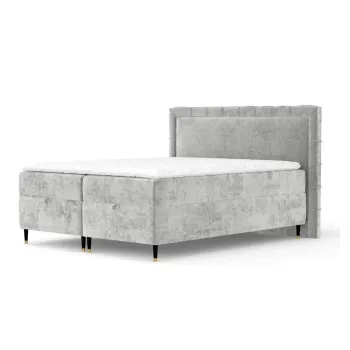 Pat boxspring gri deschis cu spatiu de depozitare 180x200 cm Voyage - Maison de Reve imagine