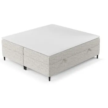 Pat boxspring gri deschis cu spatiu de depozitare 200x200 cm Araya - Maison de Reve imagine