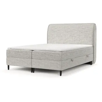 Pat boxspring gri deschis cu spatiu de depozitare 200x200 cm Melba - Maison de Reve imagine