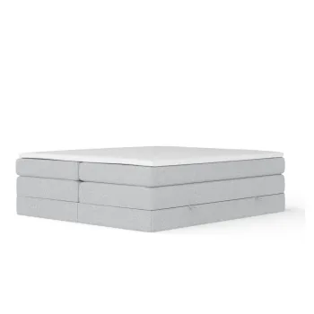 Pat boxspring gri deschis cu spatiu de depozitare/fara tablie 140x200 cm Juniper - Maison de Reve imagine